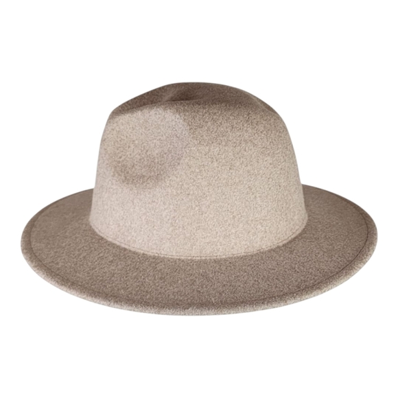 Unisex Beige Wool Blend Fedora Hat Boho Classic Wide Brim Fall Accessory - Picture 5 of 8